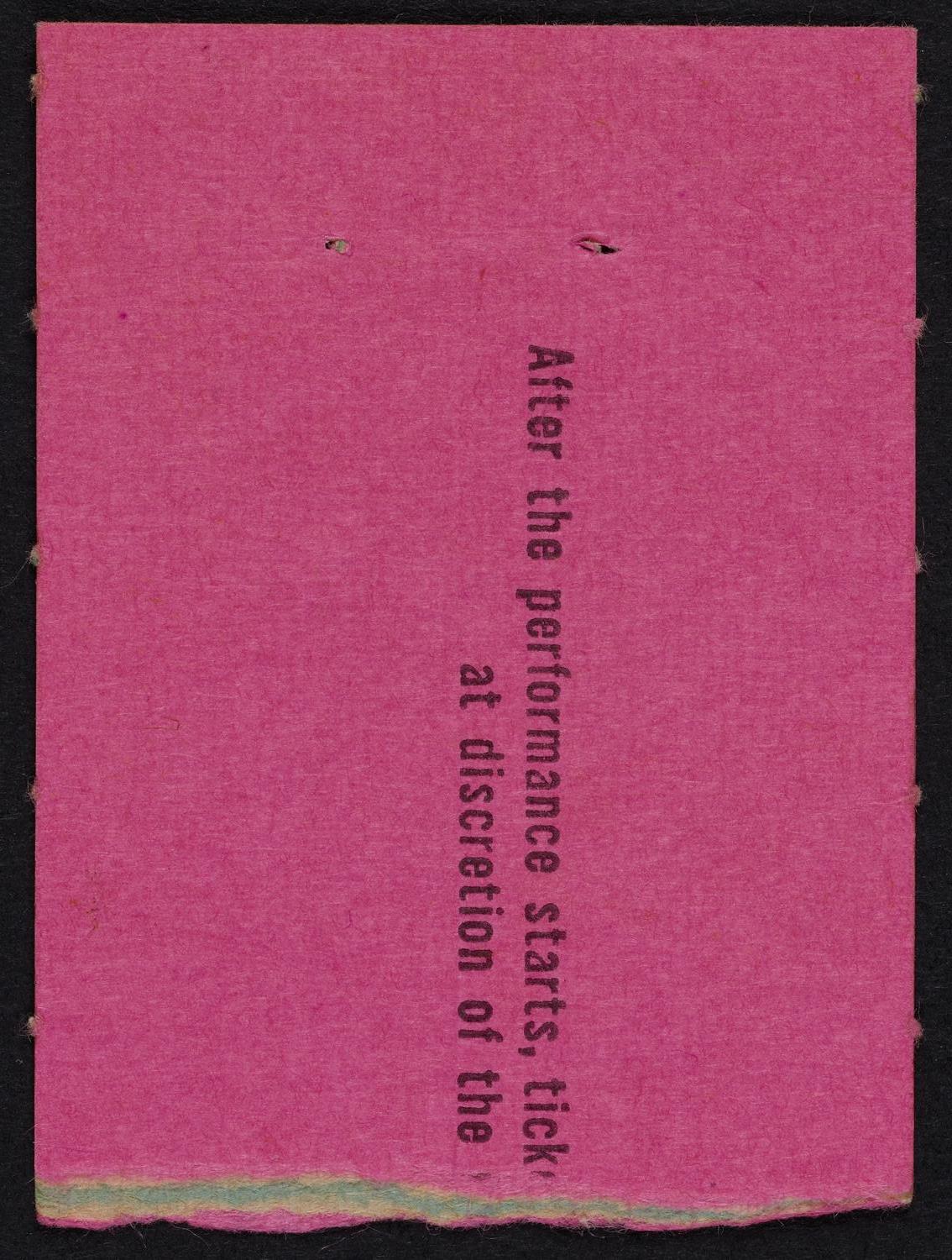 Ticket for New York Philharmonic, January 7, 1961 (back)