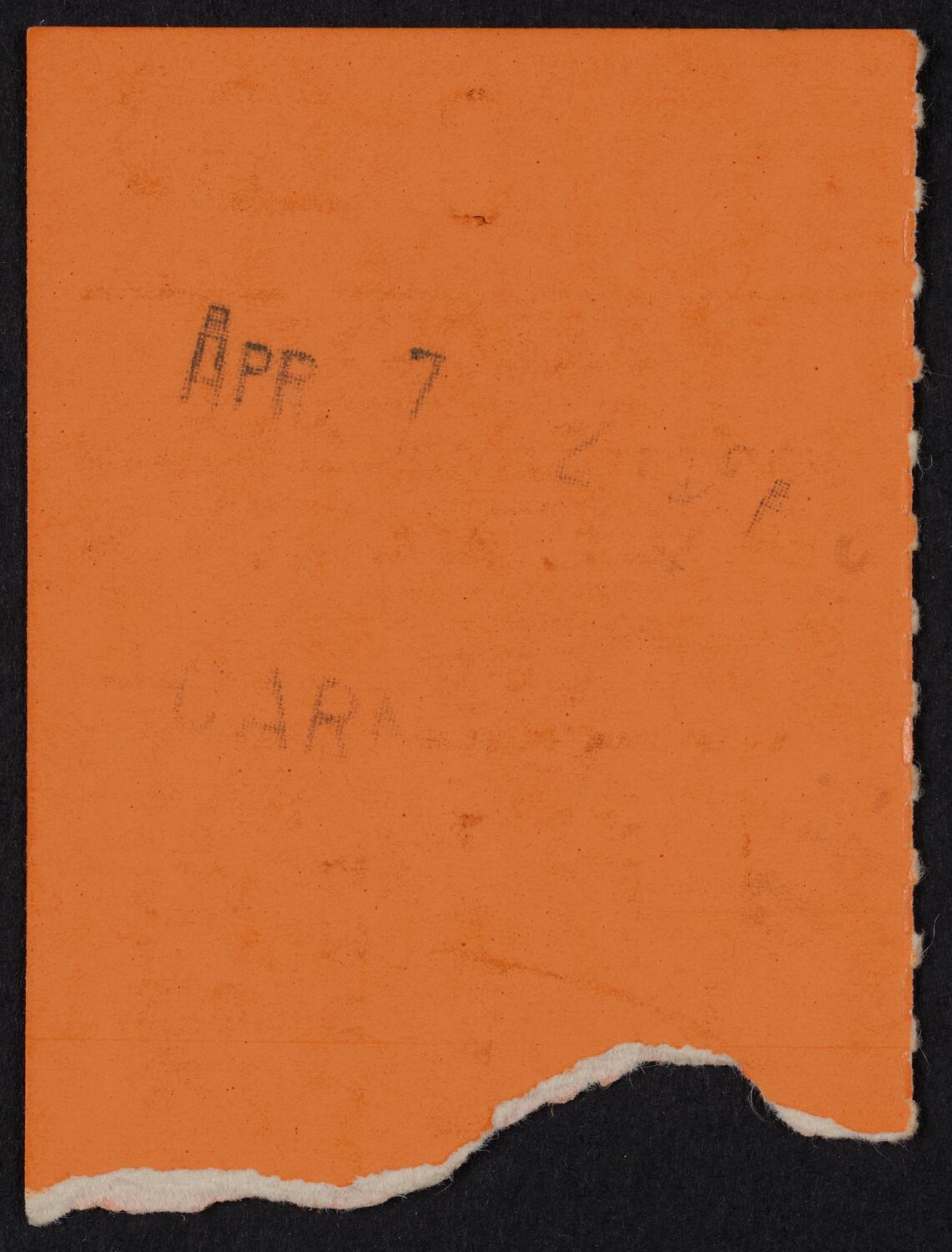 Ticket for American Symphony Orchestra, April 20, 1975 (back)