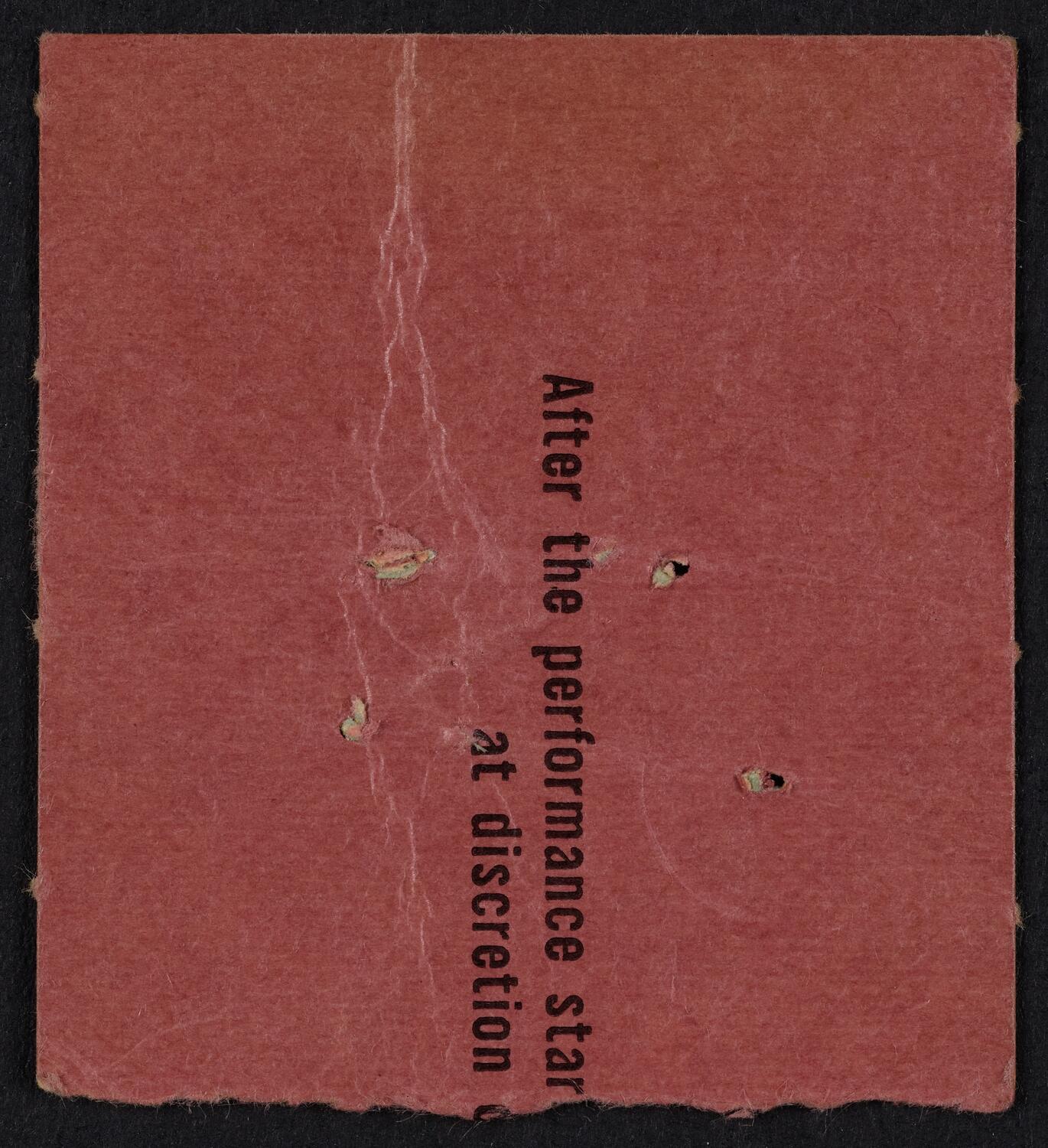 Ticket for New York Philharmonic, March 16, 1961 (back)