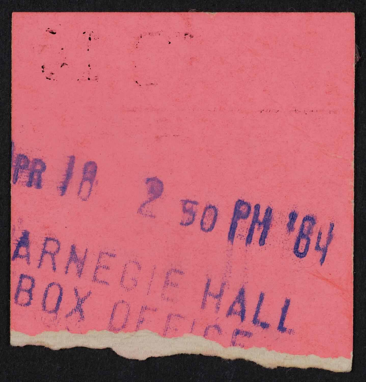 Ticket for Dave Clark Five, May 29, 1964 (back)