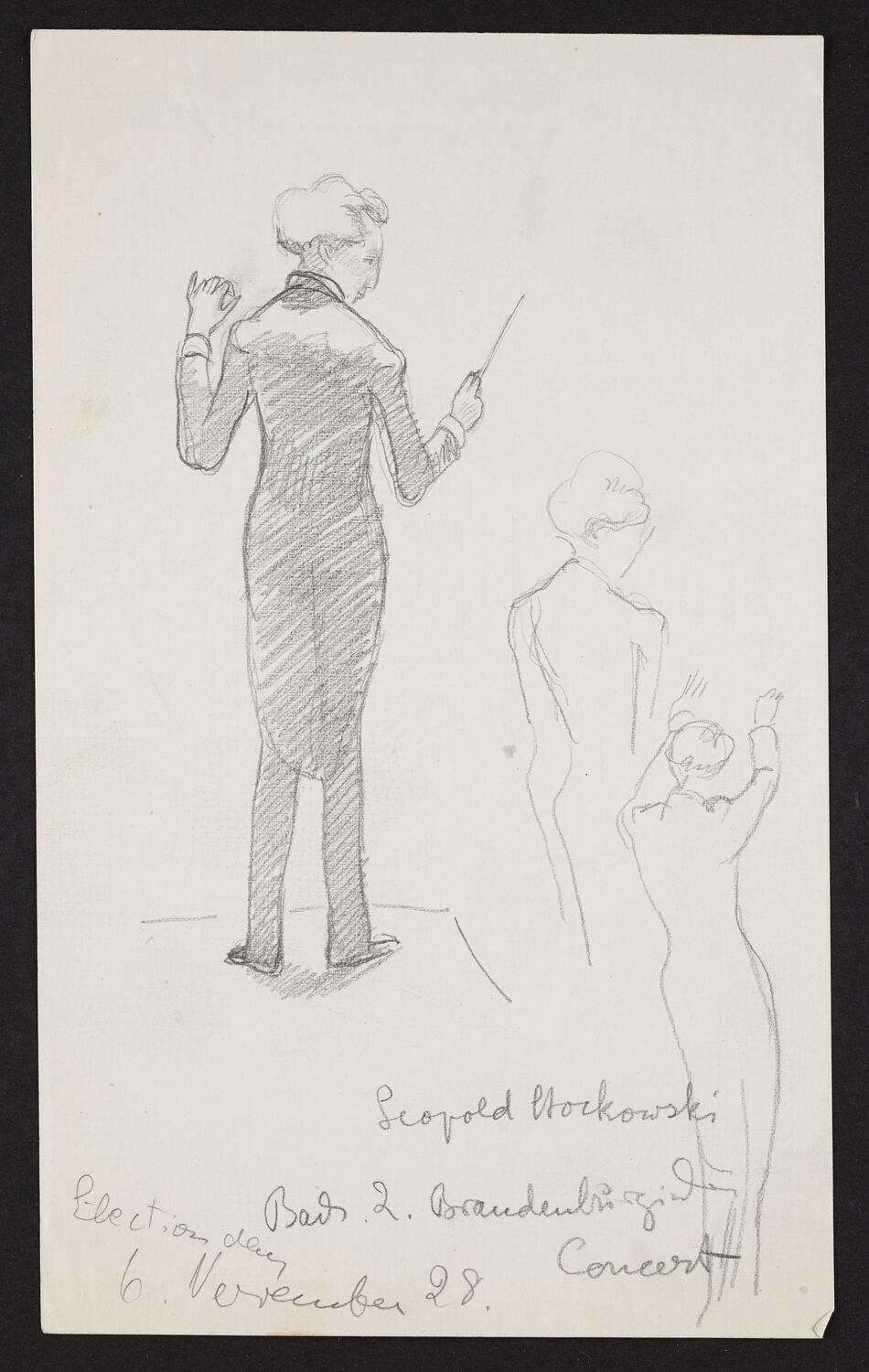 Sketch of Leopold Stokowski conducting