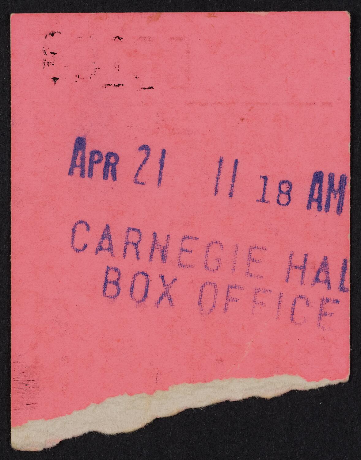 Ticket for The Dave Clark Five, May 29, 1964 (back)