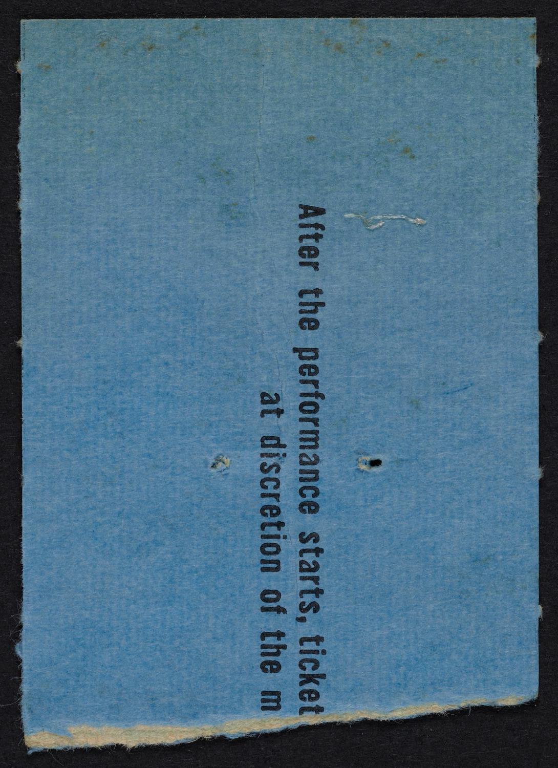 Ticket for New York Philharmonic, November 19, 1960 (back)