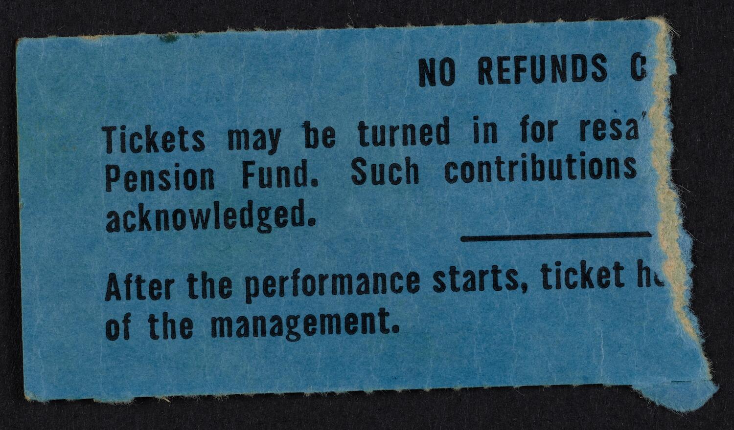 Ticket for New York Philharmonic, October 8, 1961 (back)