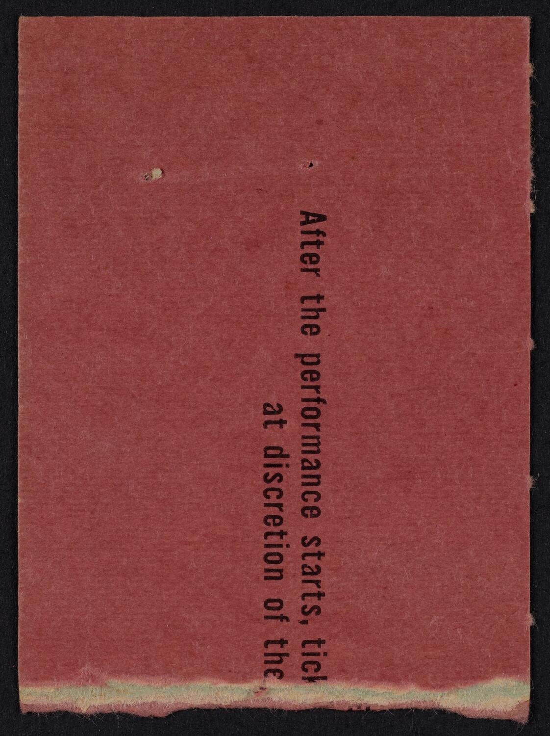 Ticket for New York Philharmonic, February 3, 1962 (back)
