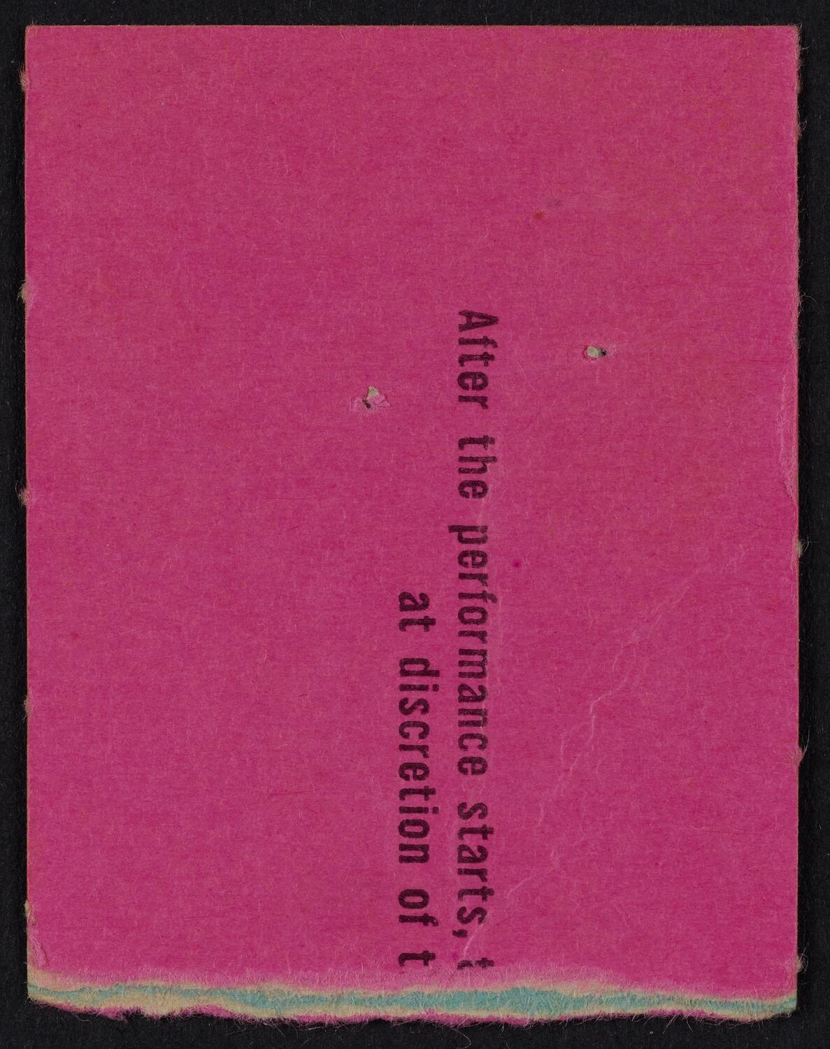 Ticket for New York Philharmonic, March 18, 1961 (back)