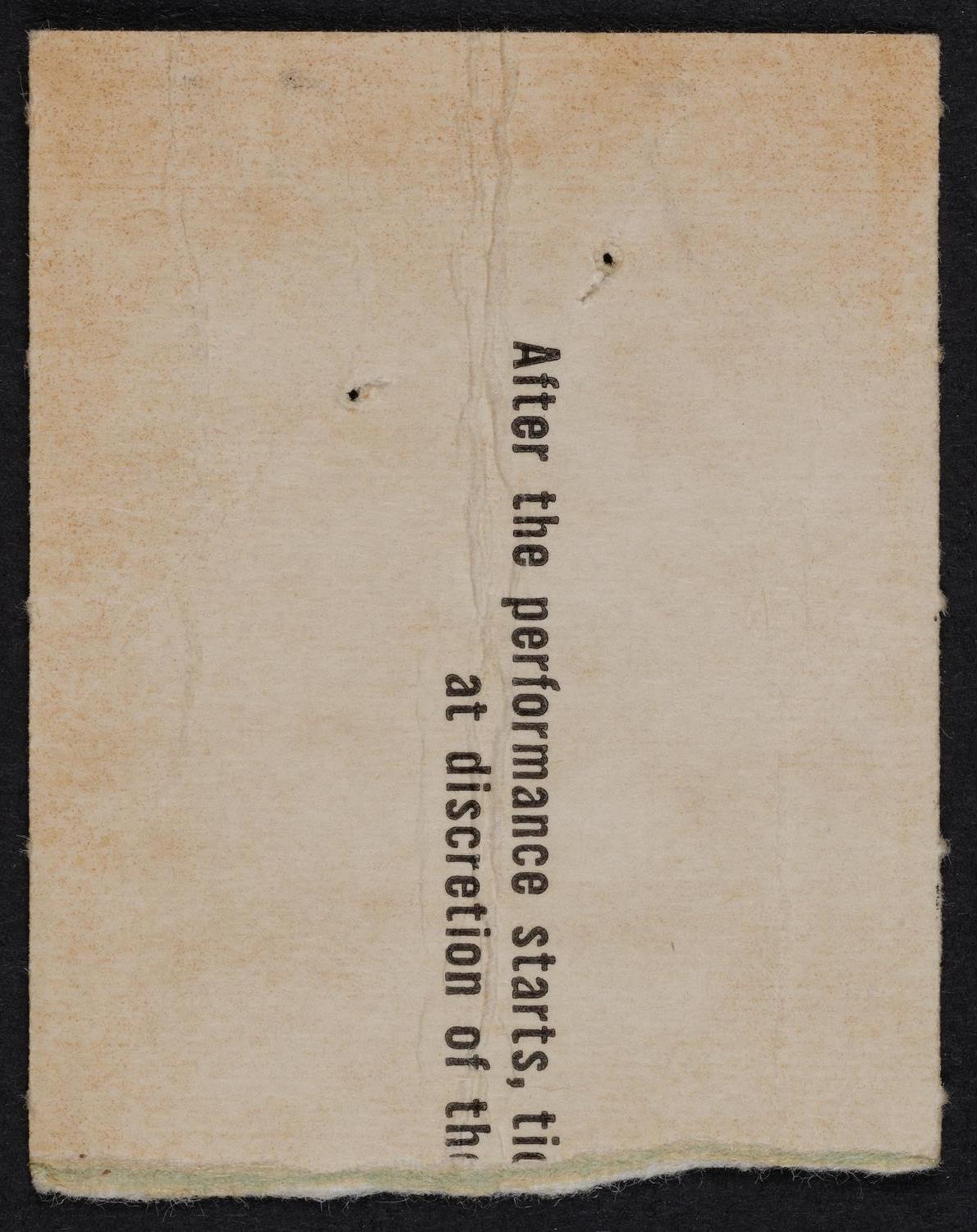 Ticket for New York Philharmonic, March 5, 1960 (back)