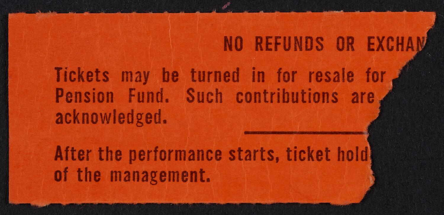 Ticket for New York Philharmonic, April 12, 1962 (back)