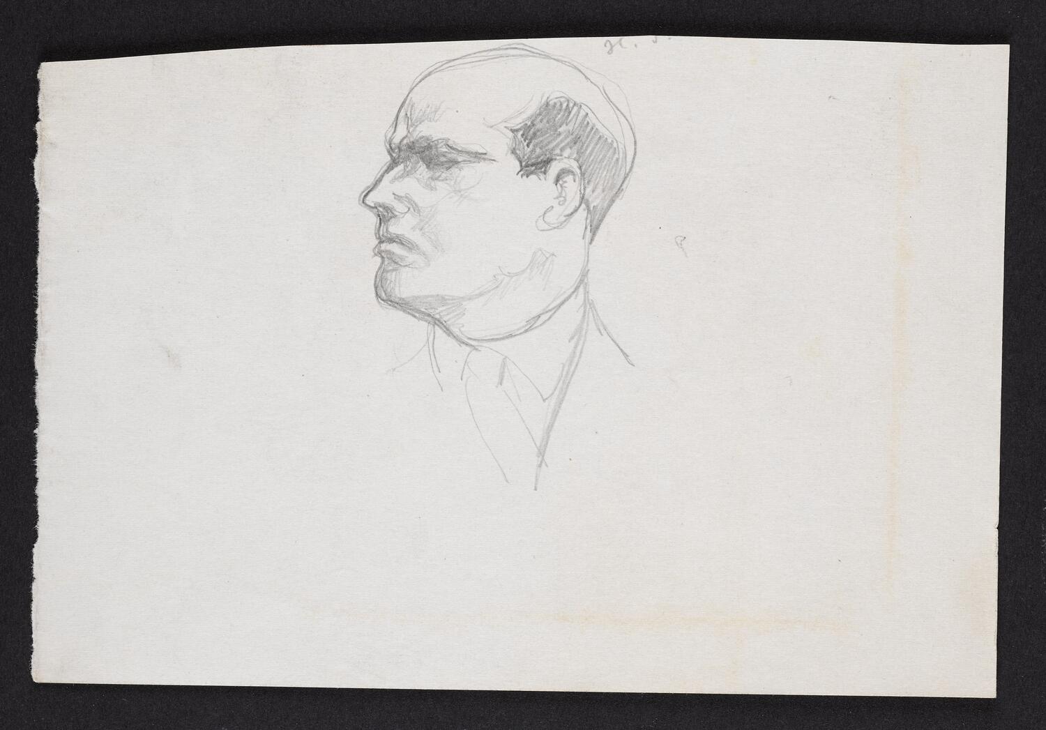 Sketch of figure in profile facing left