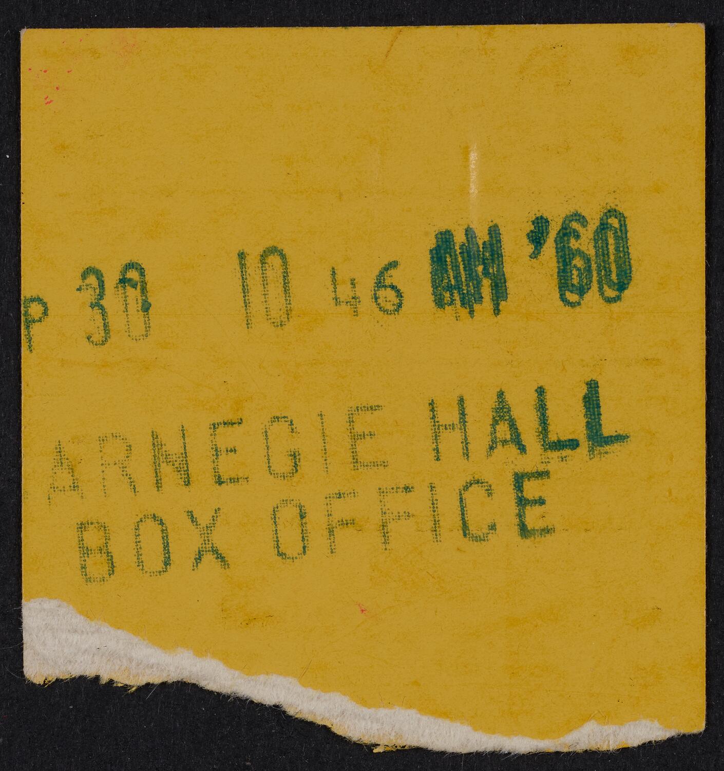 Ticket for Ray Lev, October 5, 1960 (back)