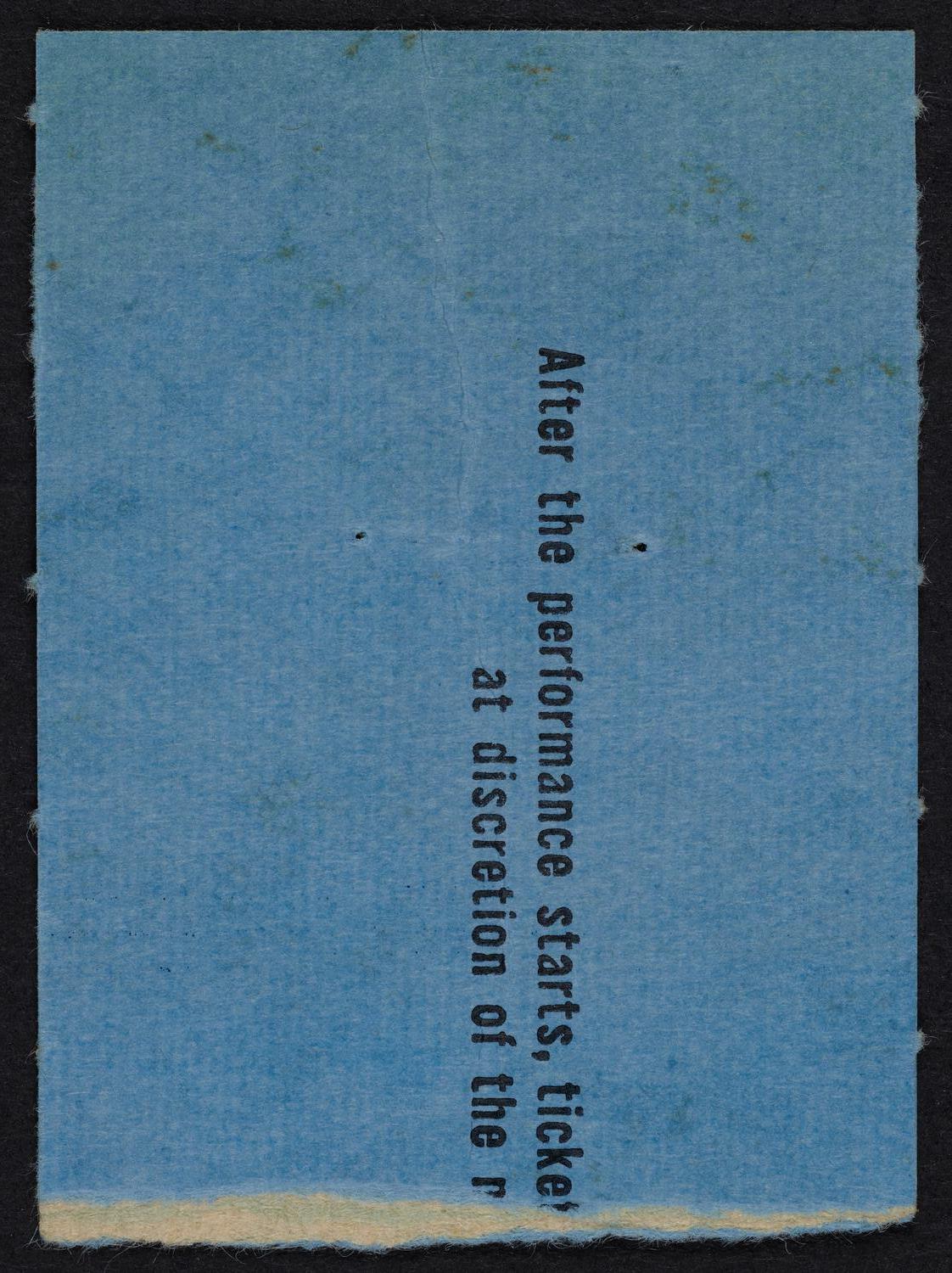 Ticket for New York Philharmonic, November 19, 1960 (back)