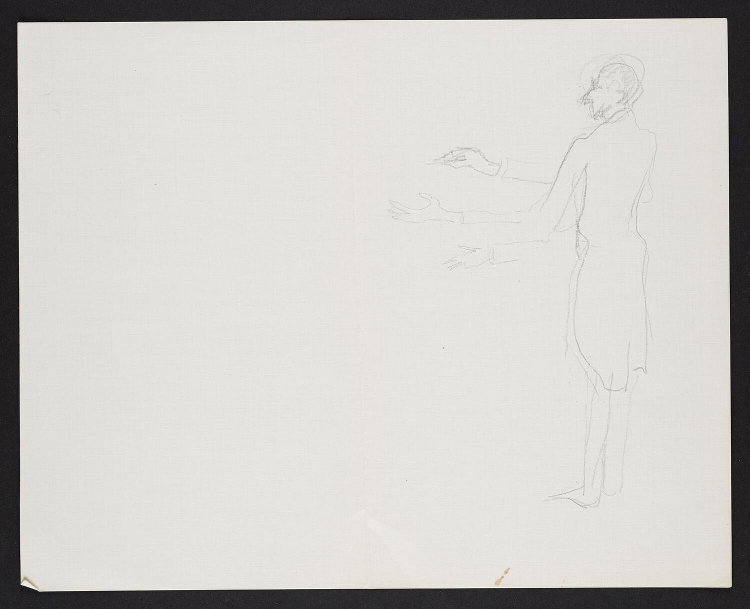 Sketch of standing figure with arms in motion