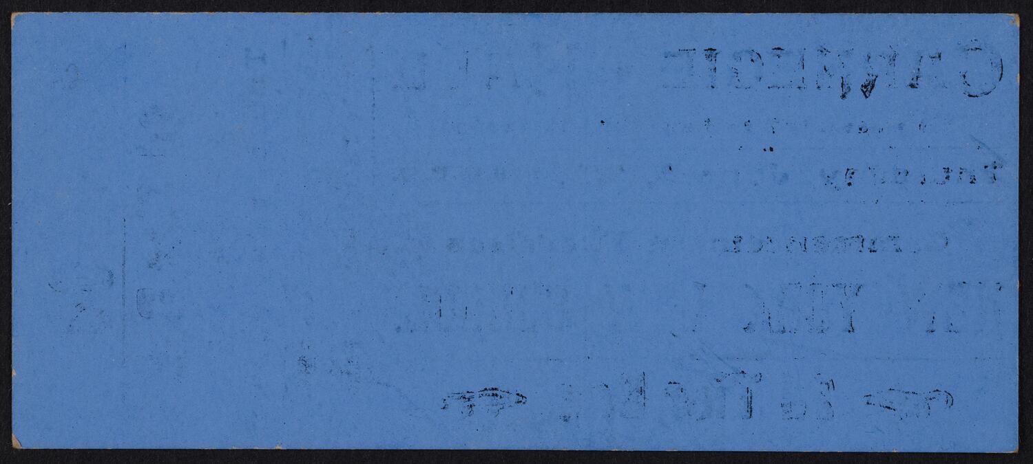 Ticket for New York Law School Commencement Exercises, June 6, 1895 (back)