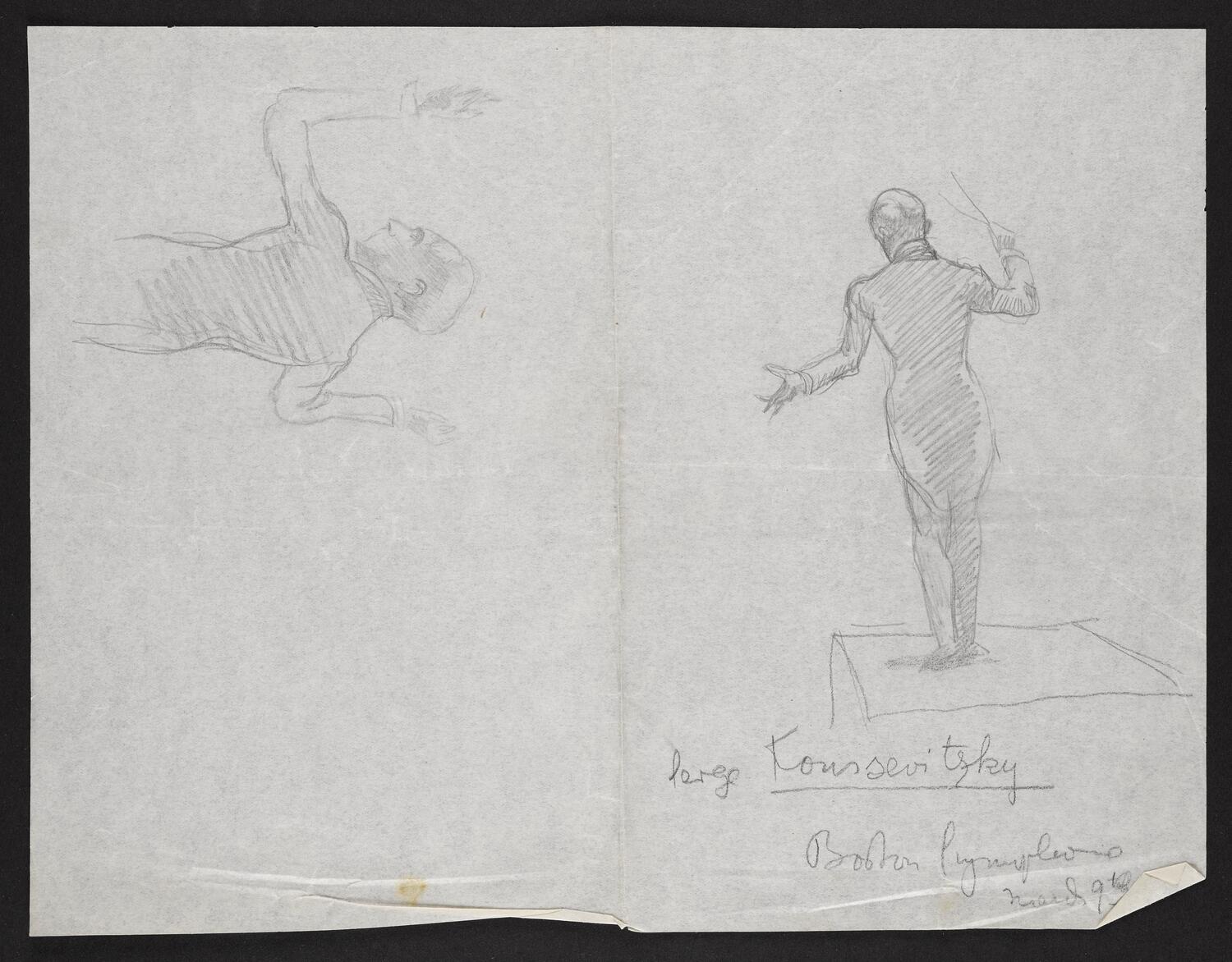 Sketches of Serge Koussevitzky conducting