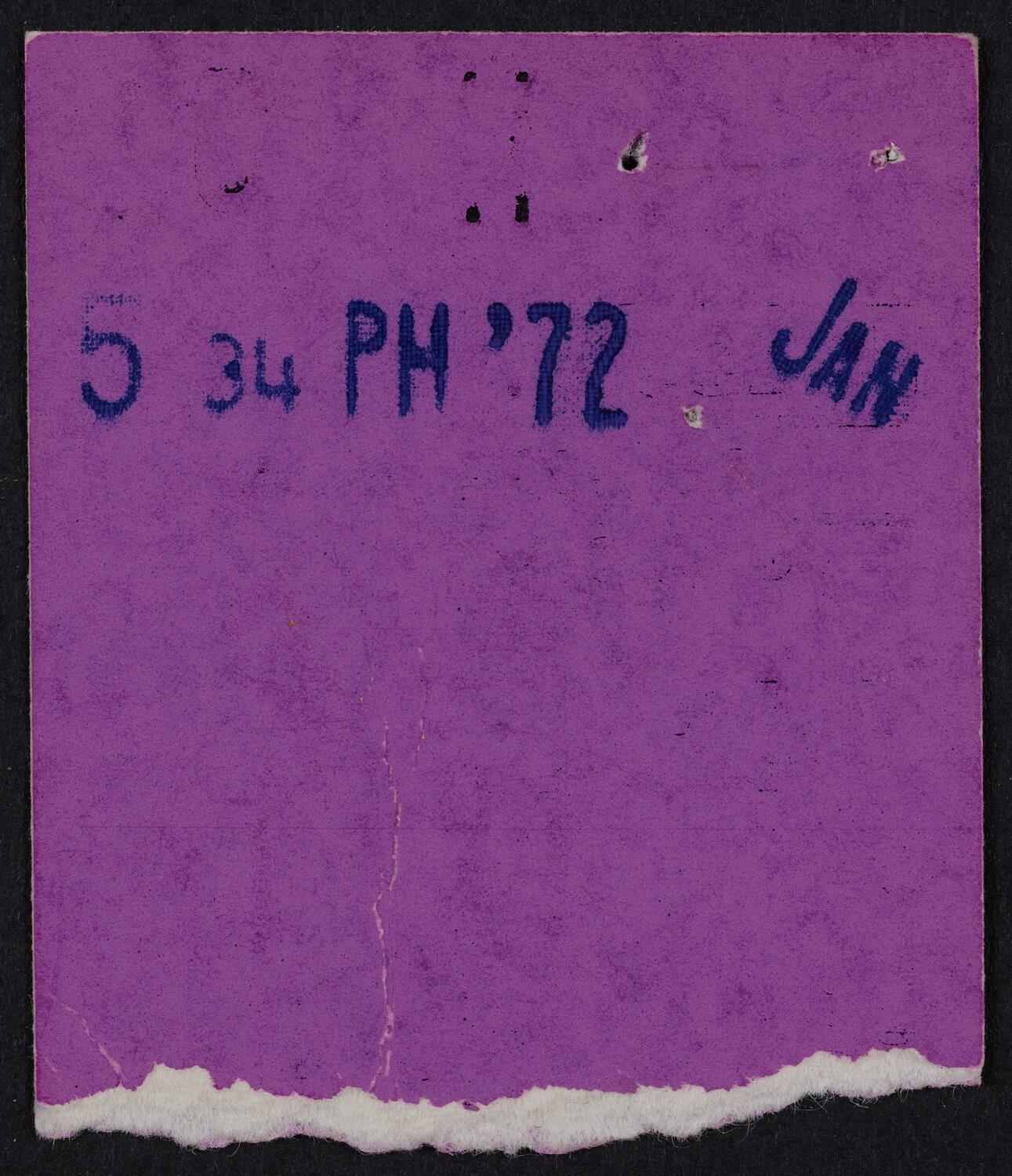 Ticket for Jim Bailey, February 5, 1972 (back)