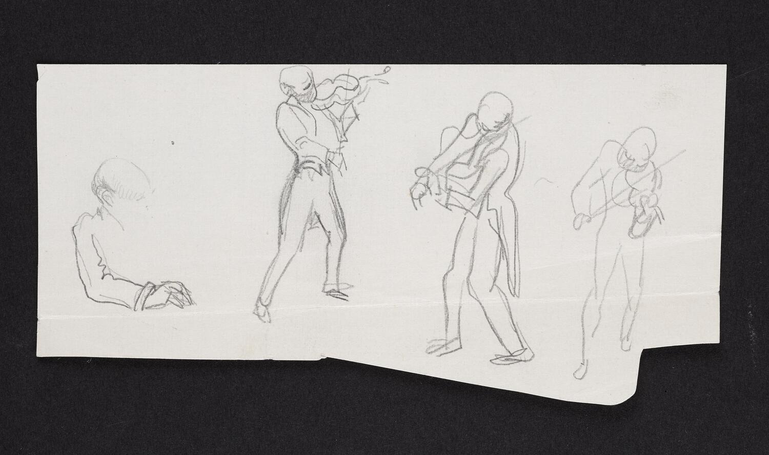 Sketches of figure playing string instrument