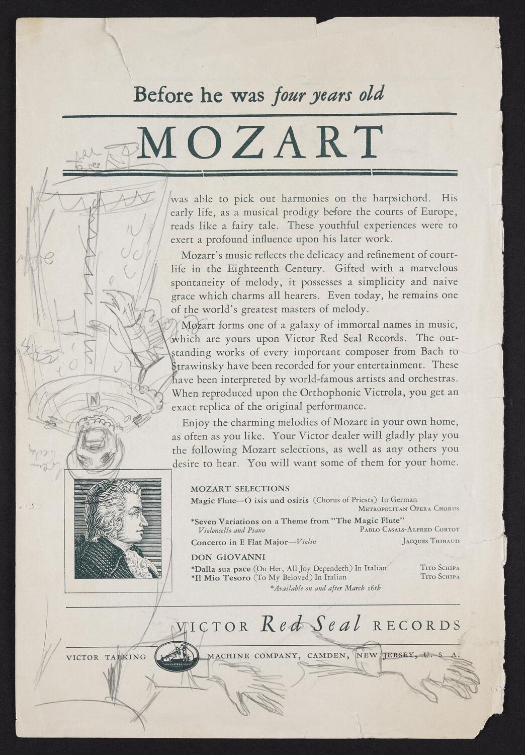 Sketches on concert program page